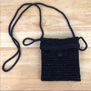 Beaded velveteen crossbody mini pouch bag